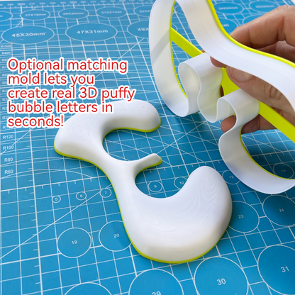 Large 3D Bubble Letter Cutters 15 cm 16" with Optional Molds