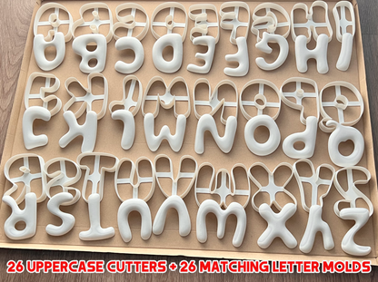 Large Bubble Letter Cutters for Clay and Dough 10 cm / 4" Letters