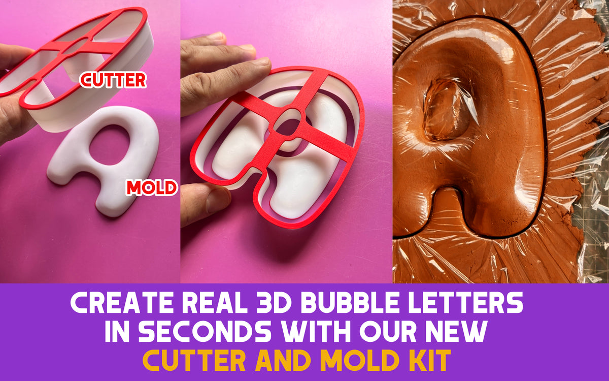 Large Bubble Letter Cutters for Clay and Dough 10 cm / 4" Letters
