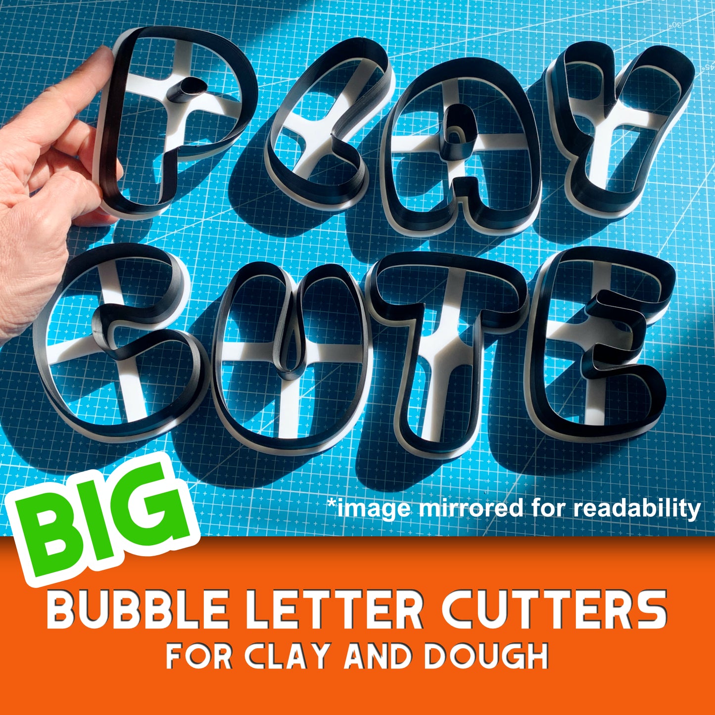 Large Bubble Letter Cutters for Clay and Dough 10 cm / 4" Letters