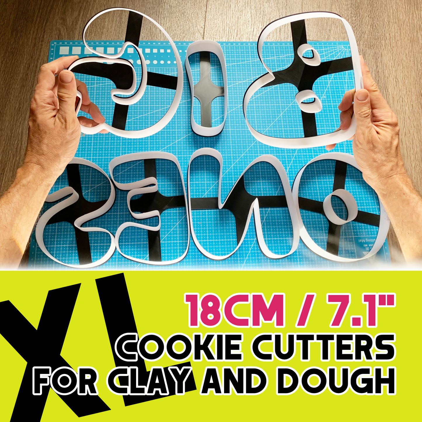Extra-Large Bubble Letter Cutters – 18 cm/7.1" for Clay and Dough