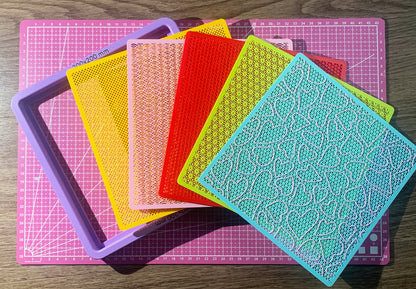 Papermaking Mold and Deckle Kit 10–30 cm – 5 Texture Screens, Handmade Paper Kit, Square Paper Mold Set