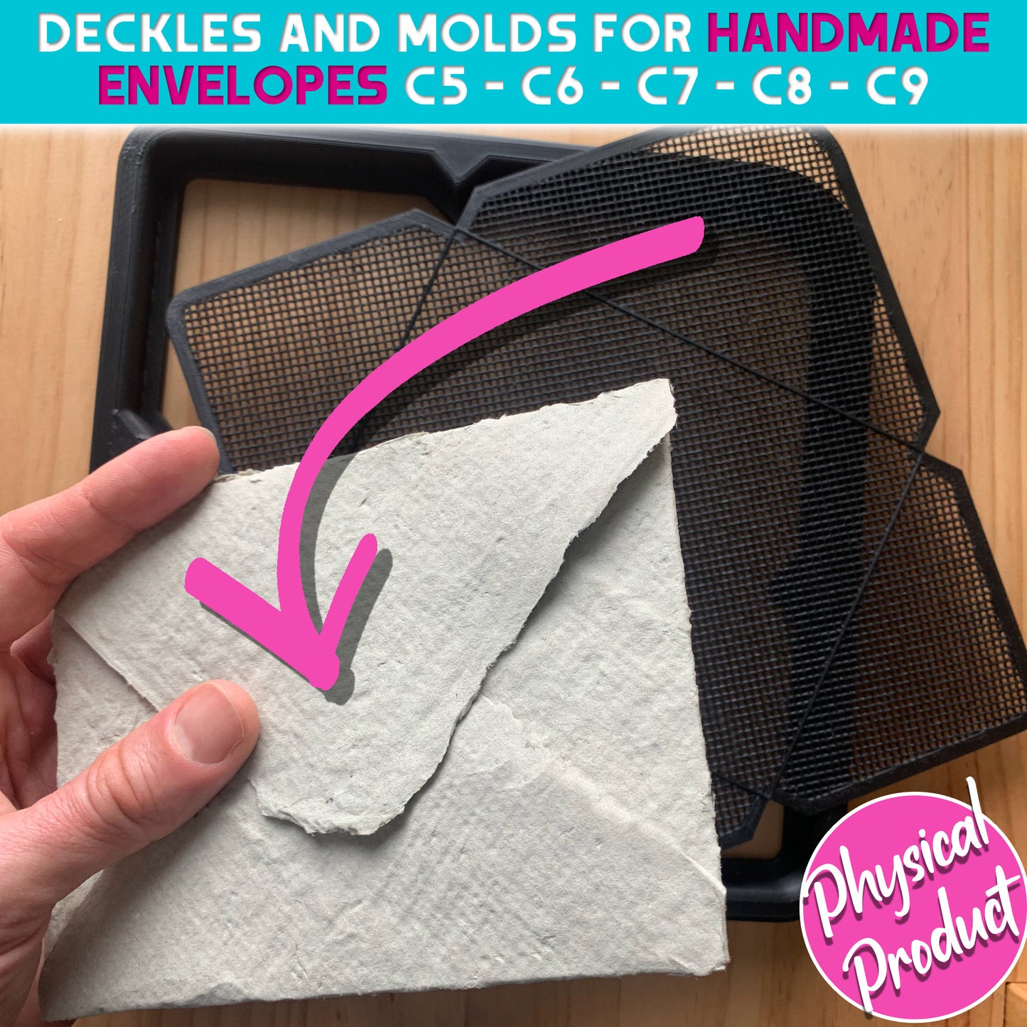 Envelope Papermaking Kit C5 C6 C7 C8 C9 – Deckle and Mold Set for Handmade Paper Envelopes – DIY Paper Making Tools