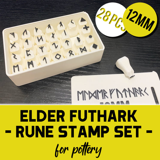 Elder Futhark Rune Stamps for Clay – 12mm Pottery Stamp Set