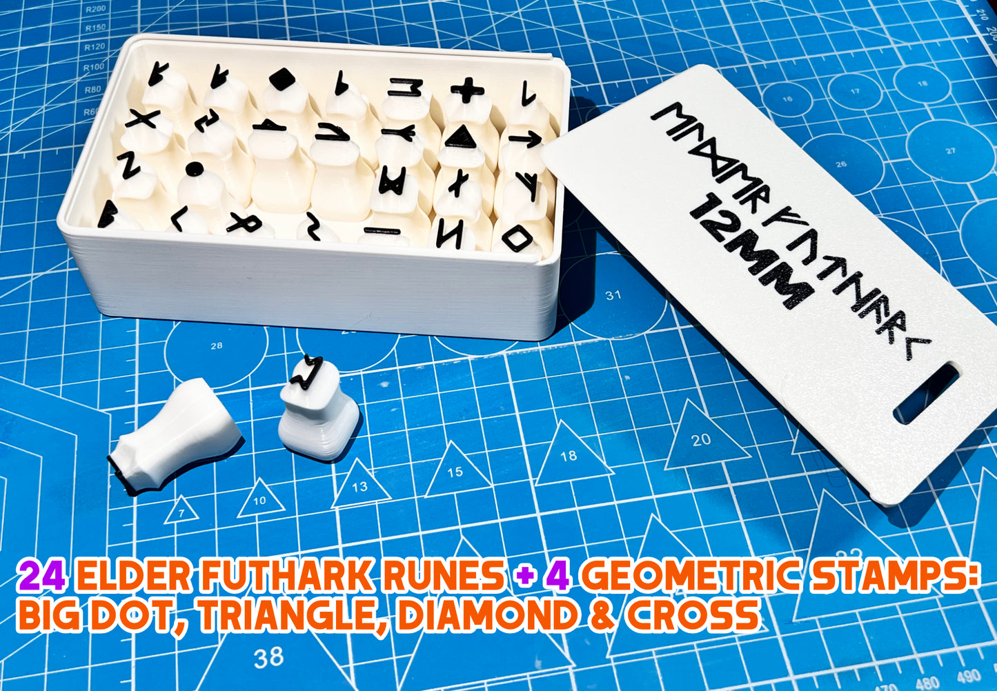 Elder Futhark Rune Stamps for Clay – 12mm Pottery Stamp Set