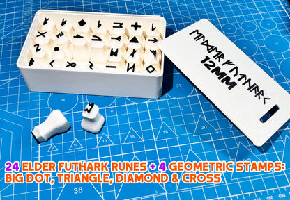 Elder Futhark Rune Stamps for Clay – 12mm Pottery Stamp Set