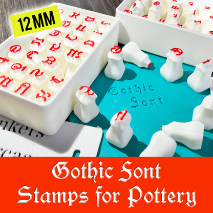 Gothic Clay Stamps 12 mm Set – Uppercase, Lowercase or Both