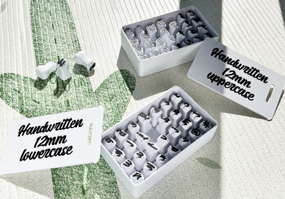 Handwritten Clay Stamps – 12 mm Letter Set (Uppercase & Lowercase)