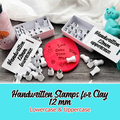 Handwritten Clay Stamps – 12 mm Letter Set (Uppercase & Lowercase)