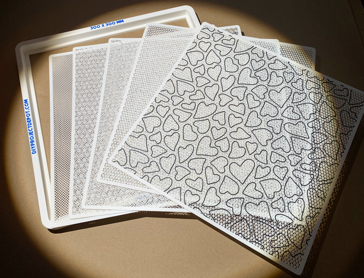 Papermaking Mold and Deckle Kit 10–30 cm – 5 Texture Screens, Handmade Paper Kit, Square Paper Mold Set