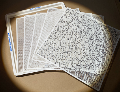 Papermaking Mold and Deckle Kit 10–30 cm – 5 Texture Screens, Handmade Paper Kit, Square Paper Mold Set