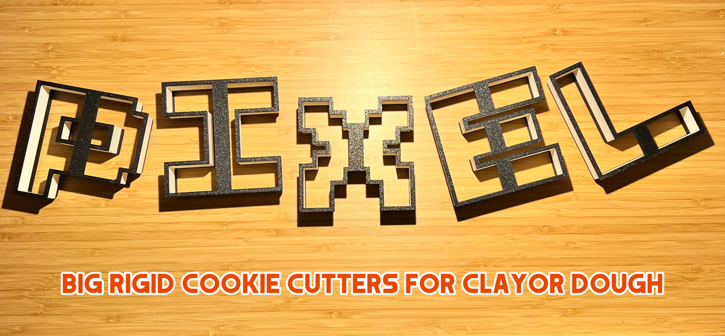 Big Pixel Letters Cookie Cutters for Polymer Clay, Ceramics, Dough - 10 cm / 4"