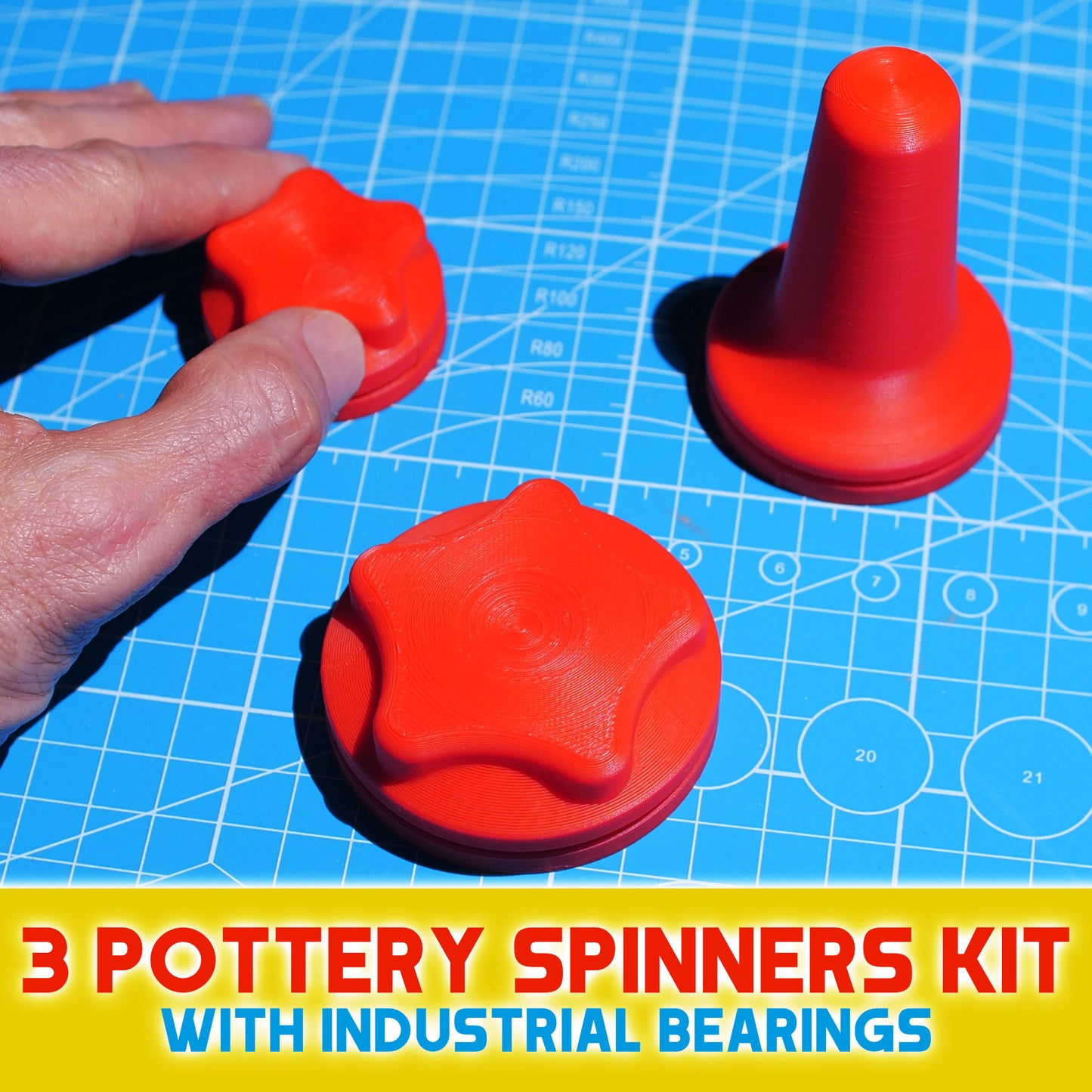 Pottery Spinner Set of 3 for Clay Trimming