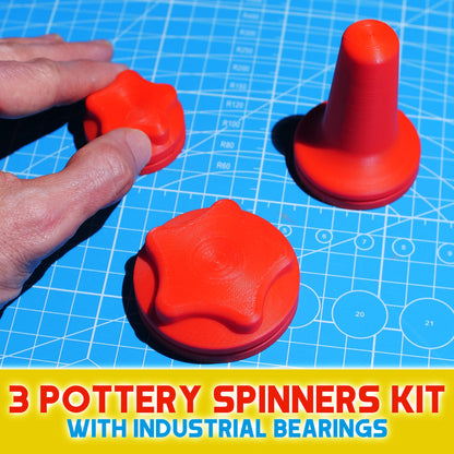 Pottery Spinner Set of 3 for Clay Trimming