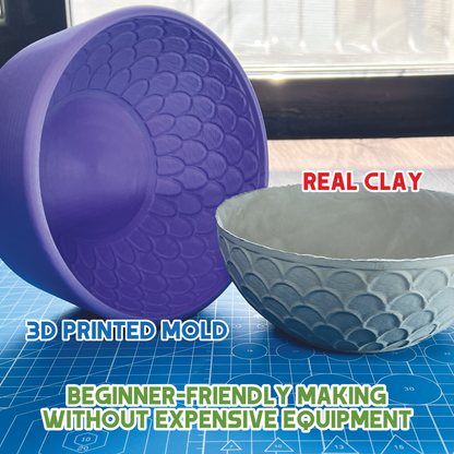 Scales Pattern Bowl Slump Mold for Pottery
