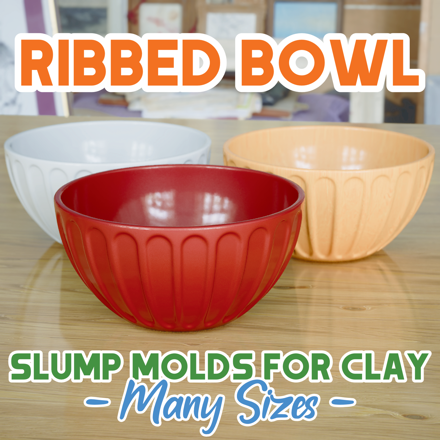 Deep Ribbed Bowl Slump Mold for Pottery