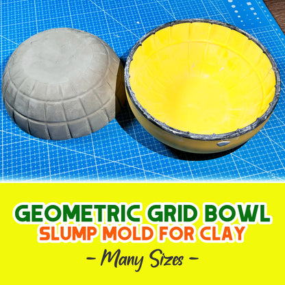 Geometric Grid Bowl Slump Mold for Clay