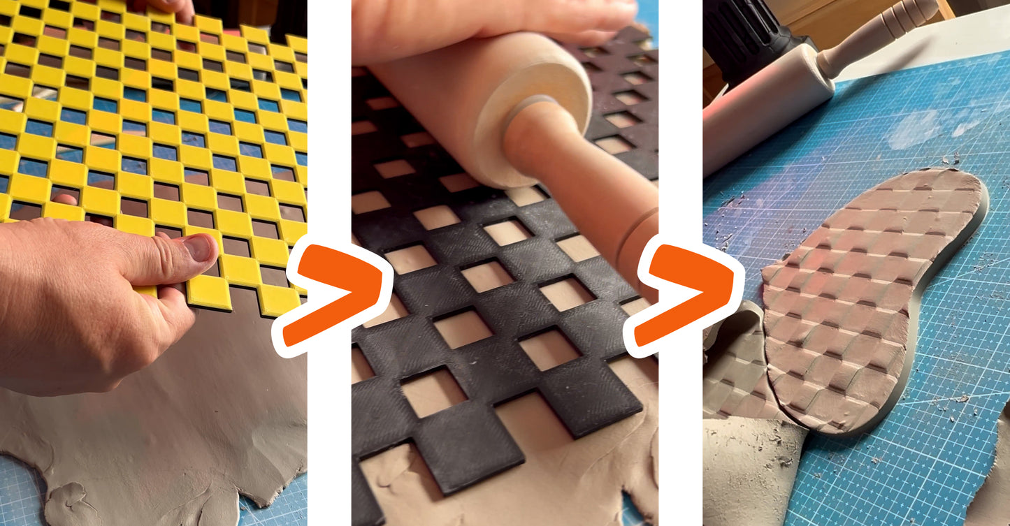 Set of 2 Large Texture Stamps for Clay – Spiral and Checkered Patterns