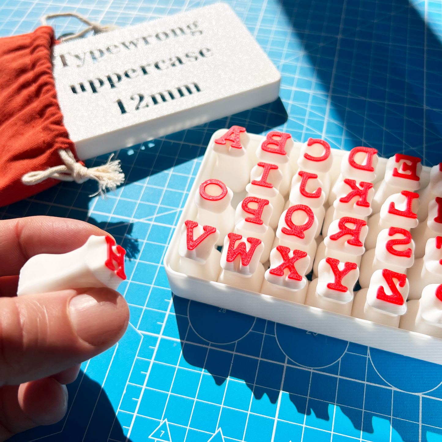 Typewriter Letter Stamps for Clay – 12mm Uppercase & Lowercase Set